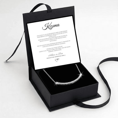 "Kızıma" Sıra Taşlı Kolye Anlamlı Not ve kutulu