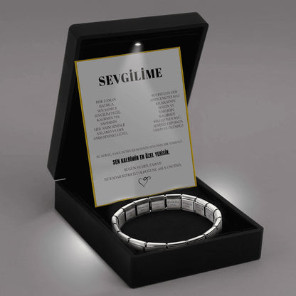 "Sevgilime" Esnek Charm Bileklik Anlamlı Not ve Kutulu