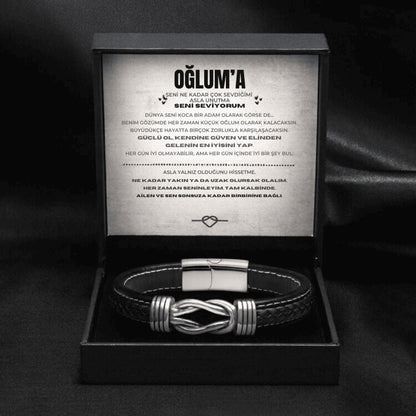 Oğlunuz İçin Sonsuzluk Düğümü Bileklik Notlu Hediye Kutulu