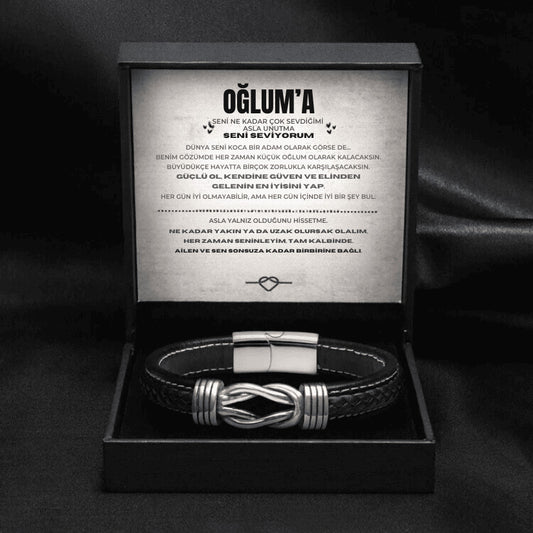 Oğlunuz İçin Sonsuzluk Düğümü Bileklik Notlu Hediye Kutulu