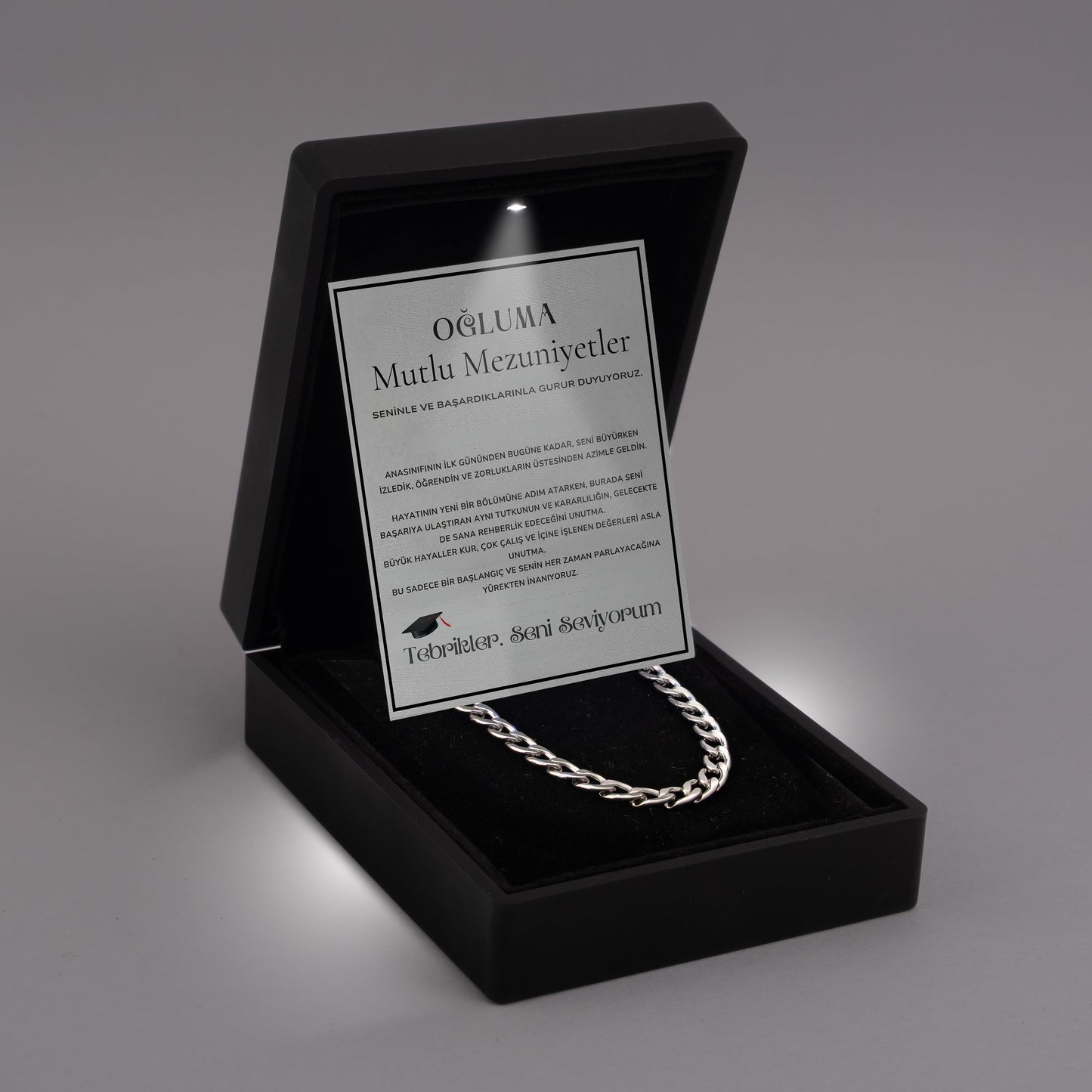 „Für meinen Sohn“-Stick-Halskette mit Notiz und Geschenkbox