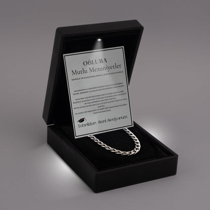 „Für meinen Sohn“-Stick-Halskette mit Notiz und Geschenkbox