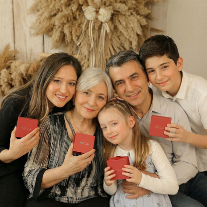 Myla 4'lü Aile Paketi ''Kızıma Yonca, Kadınıma Zarafet, Anneme Melek ve Oğluma Çubuk Kolye''
