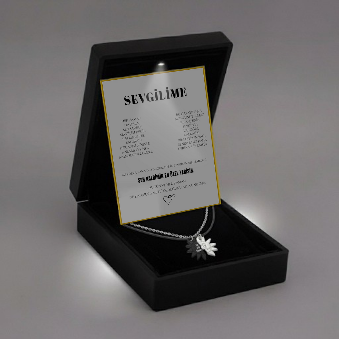 "Sevgilime" İkili Çift Güneş Kolye Anlamlı Not ve Kutulu