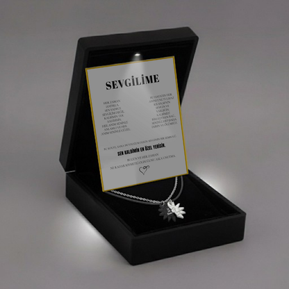 "Sevgilime" İkili Çift Güneş Kolye Anlamlı Not ve Kutulu