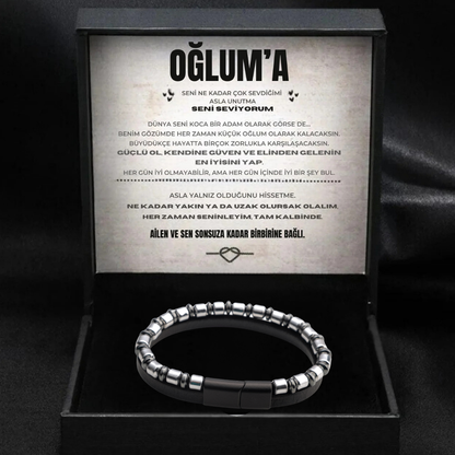 ''Oğluma Magneto Bileklik'' Notlu ve Hediye Kutulu