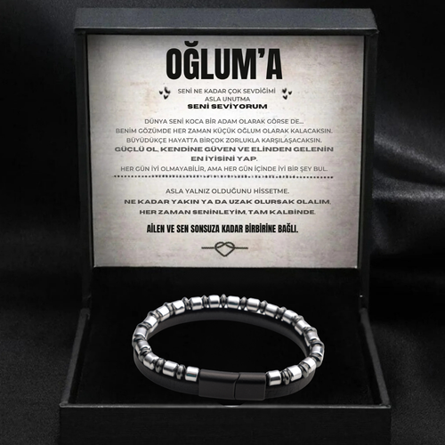 ''Oğluma Magneto Bileklik'' Notlu ve Hediye Kutulu