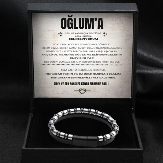 ''Oğluma Magneto Bileklik'' Notlu ve Hediye Kutulu