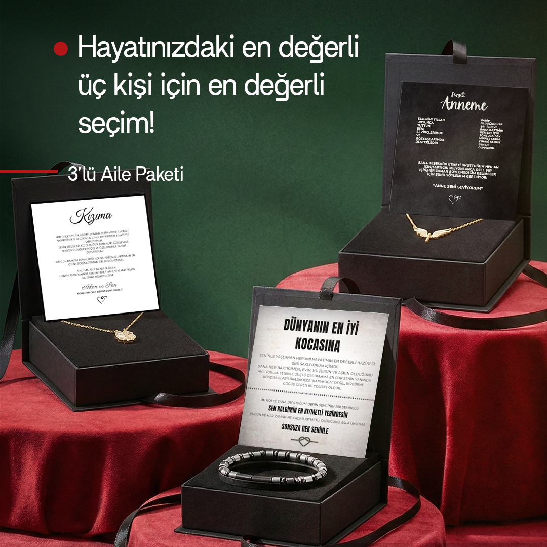 Myla 3'lü Aile Paketi ''Kızıma Yonca, Kocama Magneto ve Anneme Melek Kolye''
