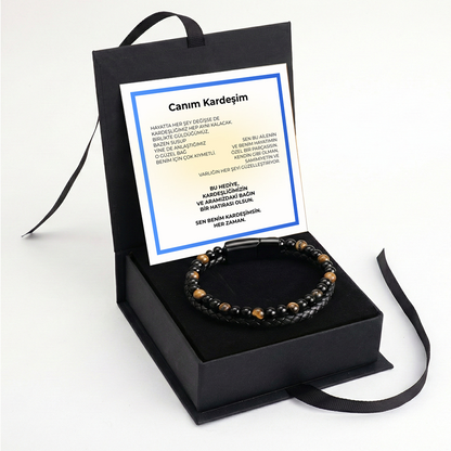 ''Canım Kardeşim'' Erkek Kaplan Gözü Bileklik Notlu ve Kutulu