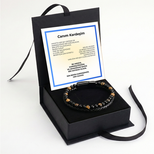 ''Canım Kardeşim'' Erkek Kaplan Gözü Bileklik Notlu ve Kutulu