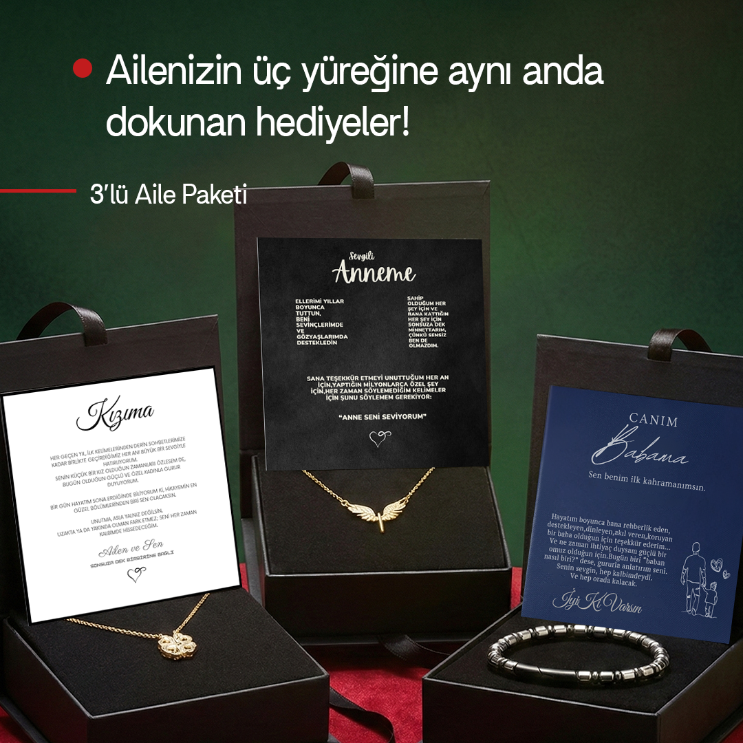 Myla 3'lü Aile Paketi ''Kızıma Yonca, Anneme Melek ve Babama Magneto''