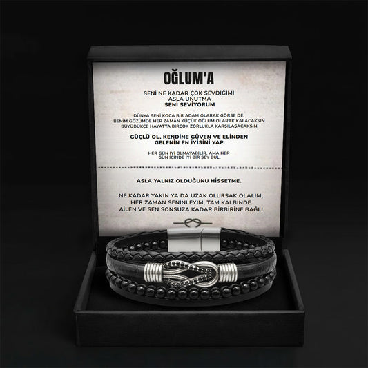 Oğlunuz İçin İşlemeli Sonsuzluk Düğümü bileklik