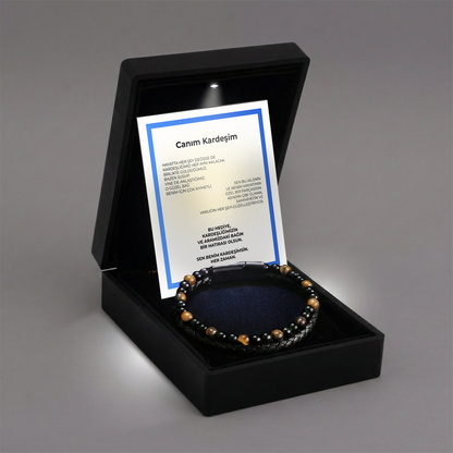 ''Canım Kardeşim'' Erkek Kaplan Gözü Bileklik Notlu ve Kutulu