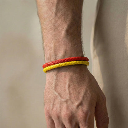 ''Canım Oğluma'' Sarı - Kırmızı Takım Bilekliği Hazır Hediye Paketi