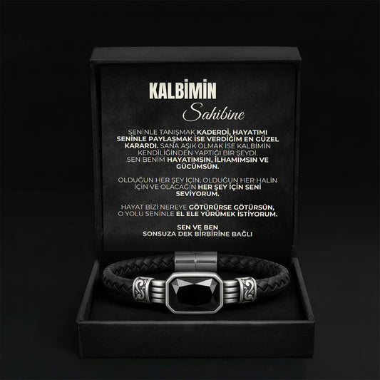 Kalbimin Sahibine Fantastik Oniks Doğal Taş Sarsılmaz Güç ve Ebedi Bağ Bileklik