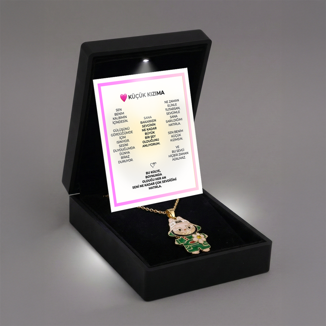 "Küçük Kızıma" Labubu Kolye Anlamlı Not ve Kutulu