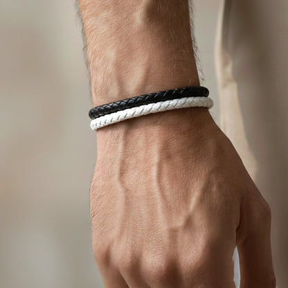 ''Canım Oğluma'' Siyah - Beyaz Takım Bilekliği Hazır Hediye Paketi