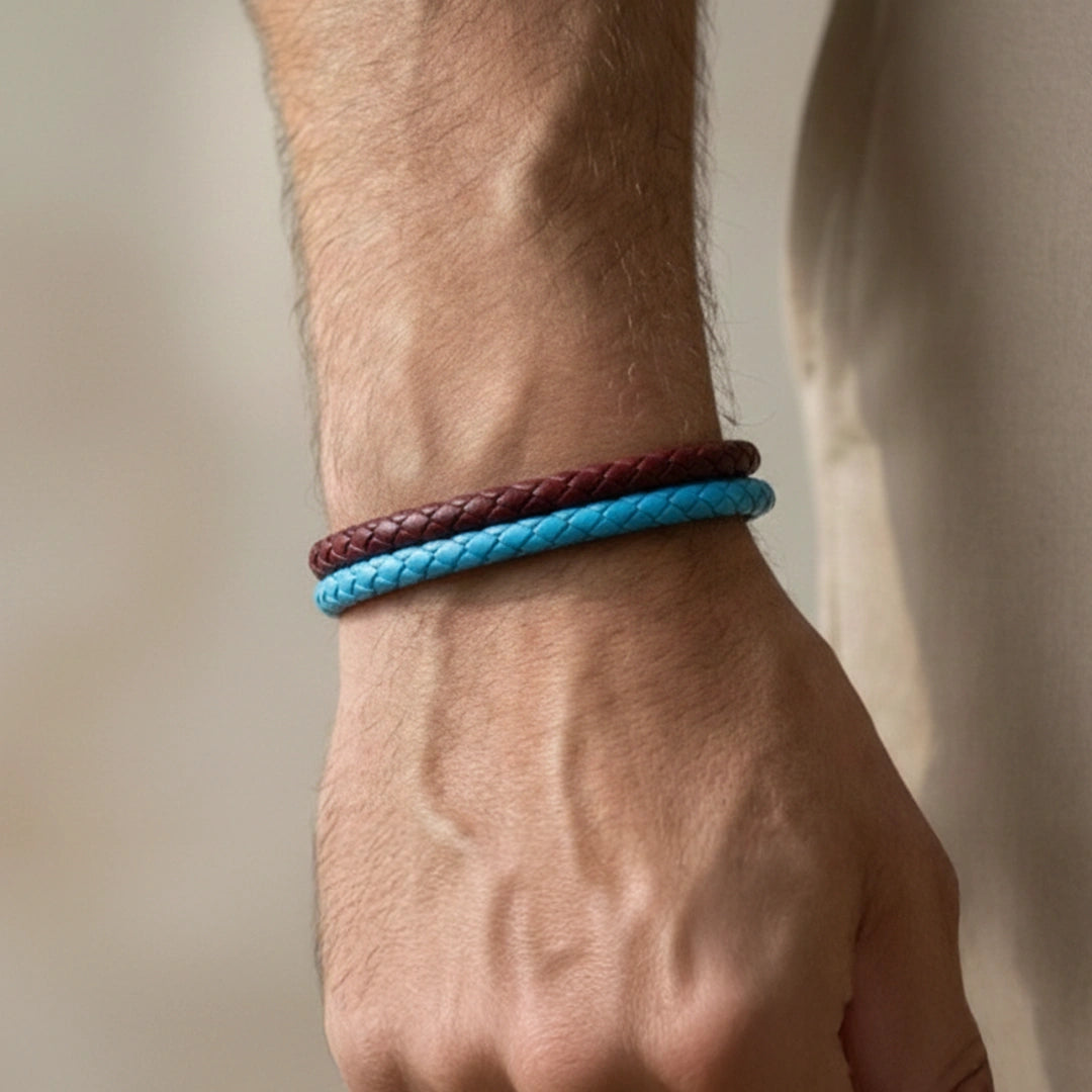 ''Canım Oğluma'' Bordo - Mavi Takım Bilekliği Hazır Hediye Paketi