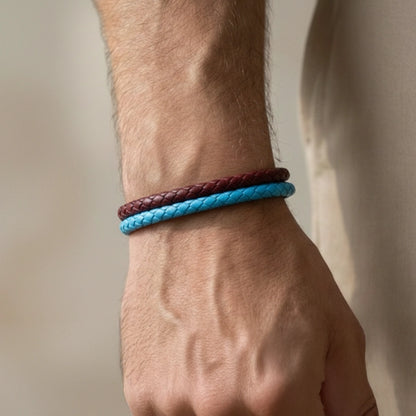 ''Canım Oğluma'' Bordo - Mavi Takım Bilekliği Hazır Hediye Paketi