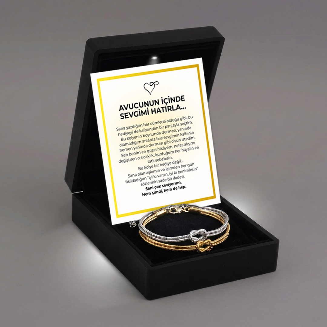 “Avucunun İçinde Notlu” Çift Sonsuzluk Düğüm Bileklik