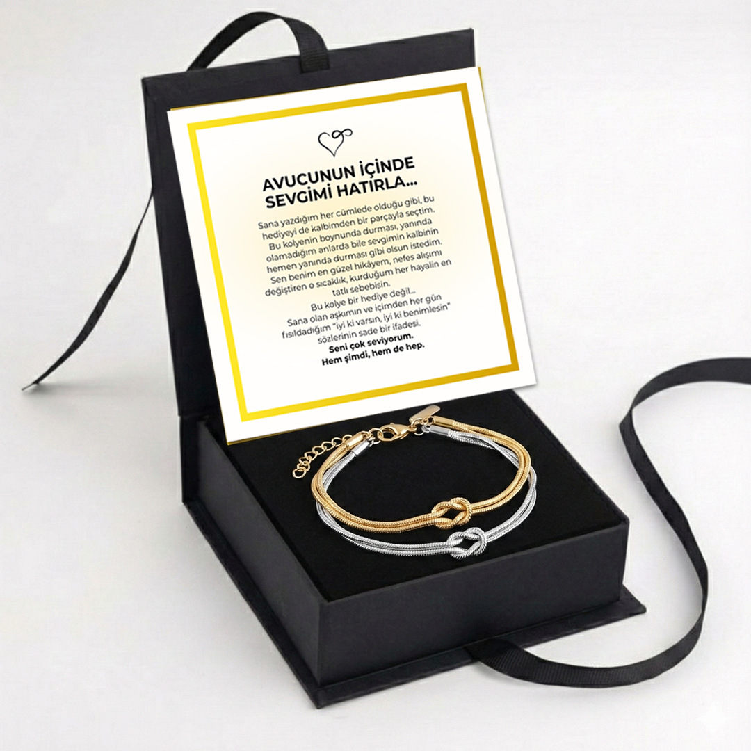 “Avucunun İçinde Notlu” Çift Sonsuzluk Düğüm Bileklik
