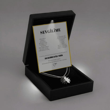 "Sevgilime" İkili Çift Güneş Kolye Anlamlı Not ve Kutulu