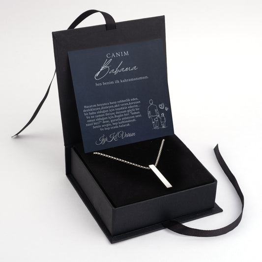 ''Canım Babam'' Çubuk Kolye Anlamlı Not ve Kutulu