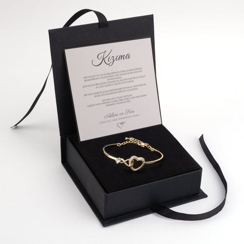 "Kızıma" Sonsuza Dek Bağlı Bileklik Anlamlı Not ve Kutulu