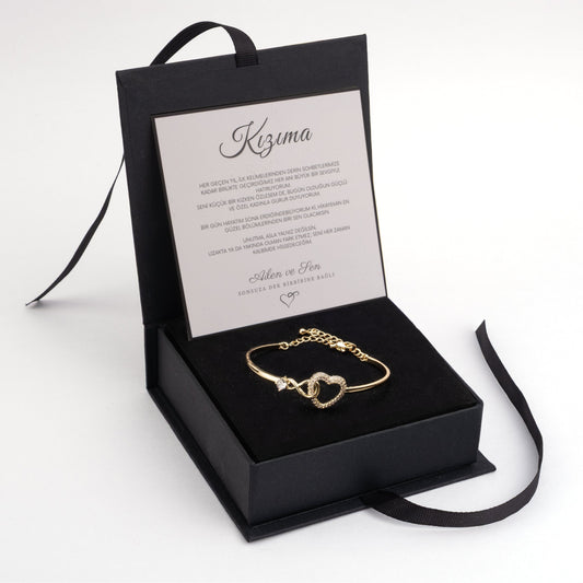 "Kızıma" Sonsuza Dek Bağlı Bileklik Anlamlı Not ve Kutulu