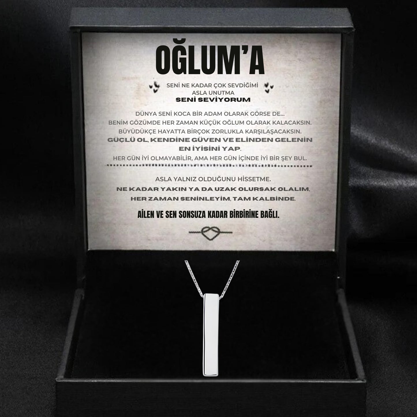 ''Oğluma'' Çubuk Kolye Notlu ve Kutulu