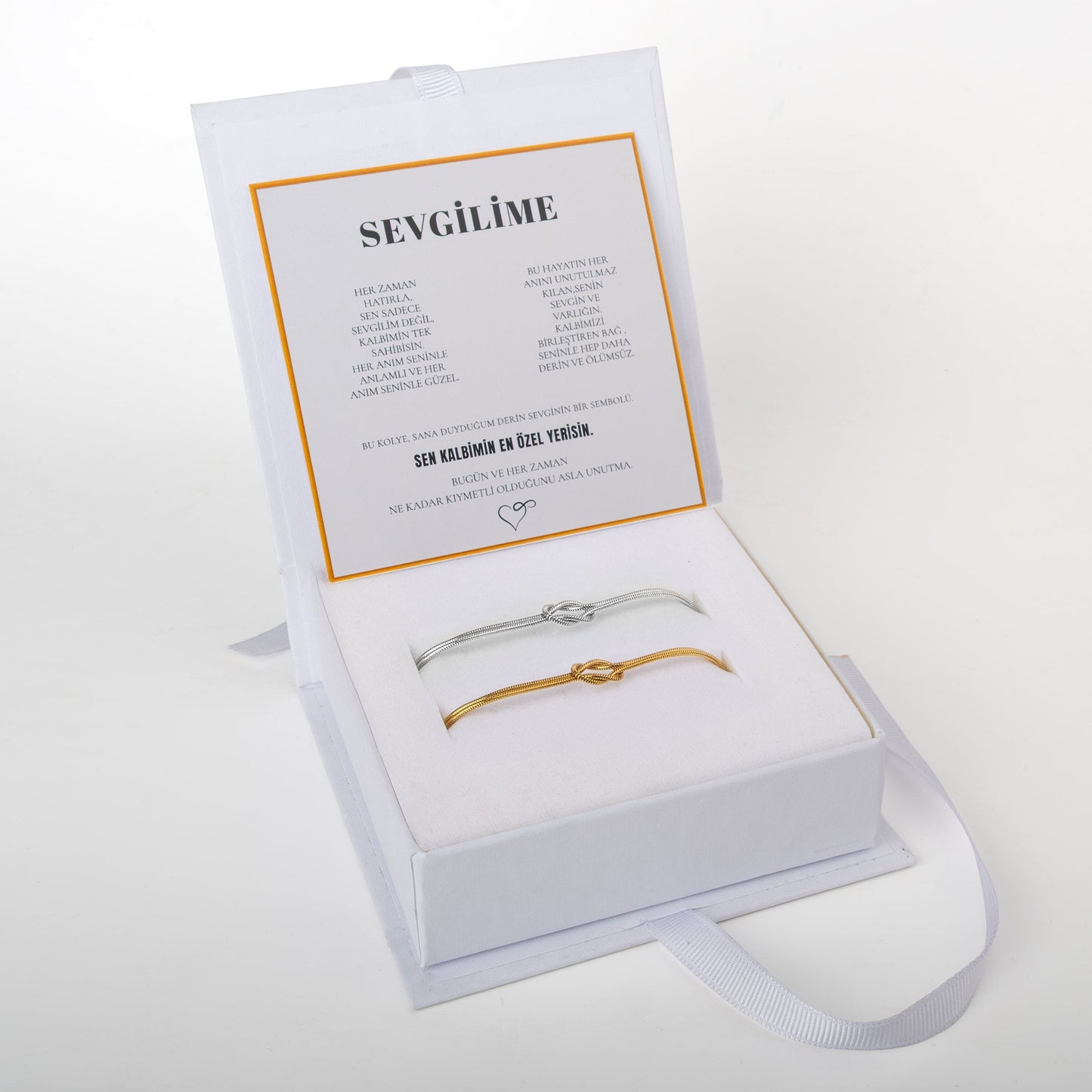 "Sevgilime" İkili Çift Düğüm Bileklik Anlamlı Not ve Kutulu