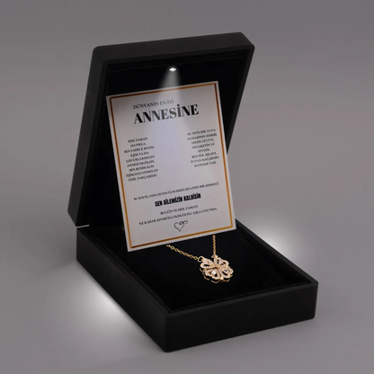 "Annesine" Yonca Kolye Anlamlı Not ve Kutulu