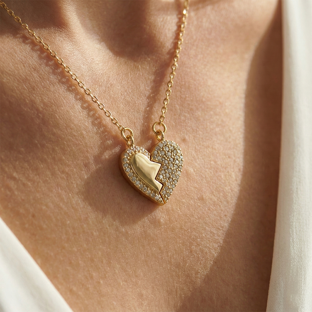 "Kadınına" Mıknatıslı Kalbim Sende Kolye Anlamlı Not ve Kutulu