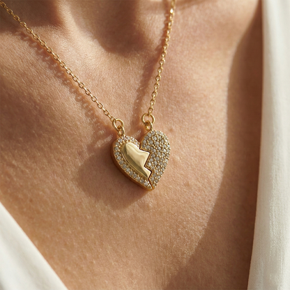 "Kadınına" Mıknatıslı Kalbim Sende Kolye Anlamlı Not ve Kutulu