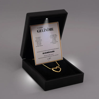 "Gelinime" Kalp Çelik Kolye Notlu ve Hediye Kutulu