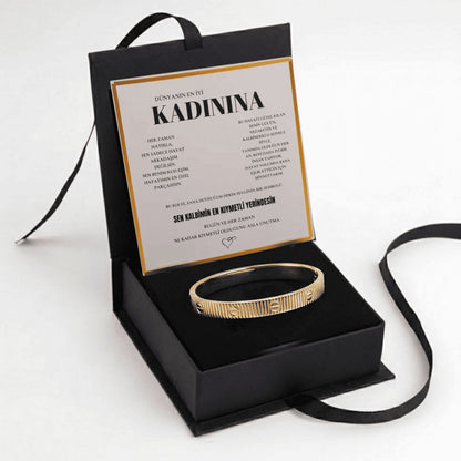 "Kadınına" Altın Dokunuş Bileziği Anlamlı Notlu Kutulu
