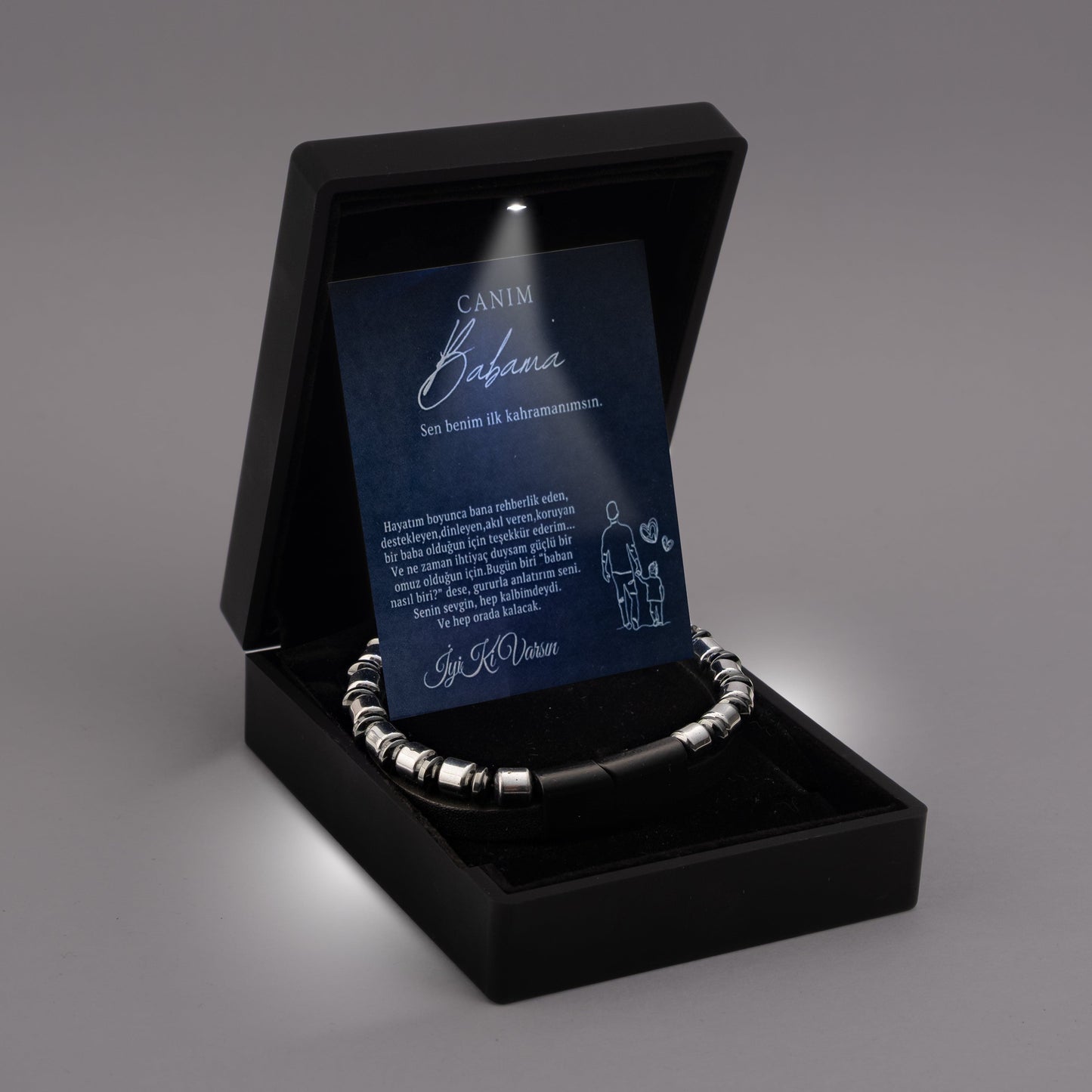 „Für meinen Sohn“-Stick-Halskette mit Notiz und Geschenkbox