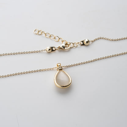 "Kadınına" Doğal Taşlı Damla Kolye Anlamlı Not ve Kutulu