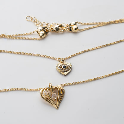 "Kadınına" Çift Kalp Kolye Anlamlı Not ve Kutulu