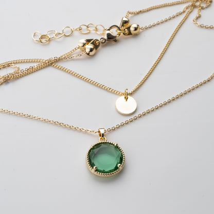 "Kadınına" Zümrüt Renk Damga Kolye Anlamlı Not ve Kutulu