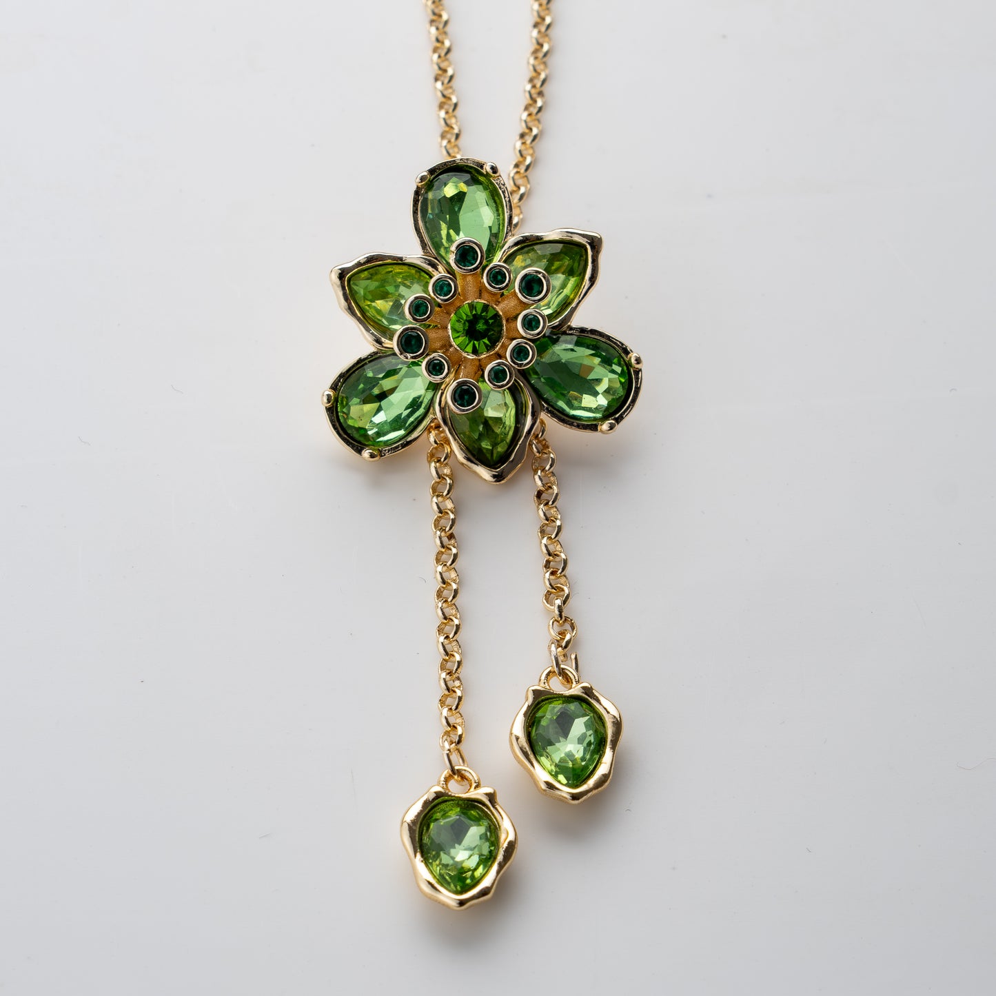 "Kadınına" Zümrüt Taşlı Bronş Kolye Notlu ve Kutulu