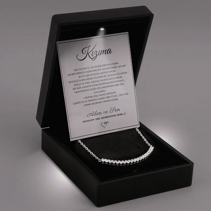 "Kızıma" Sıra Taşlı Kolye Anlamlı Not ve kutulu