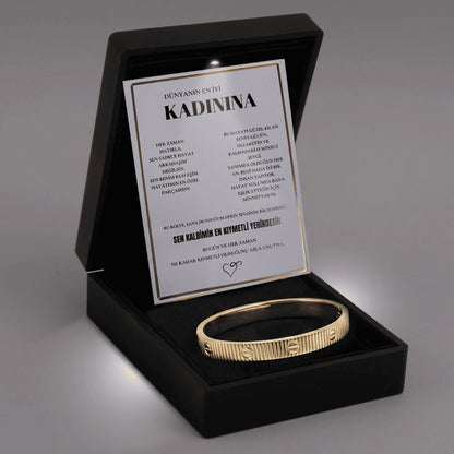 "Kadınına" Altın Dokunuş Bileziği Anlamlı Notlu Kutulu