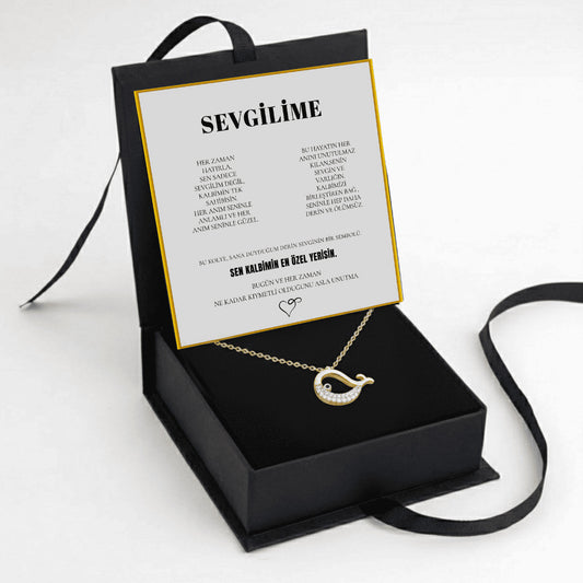 "Sevgilime" Kristal Taşlı Balina Kolye Anlamlı Notlu Kutulu