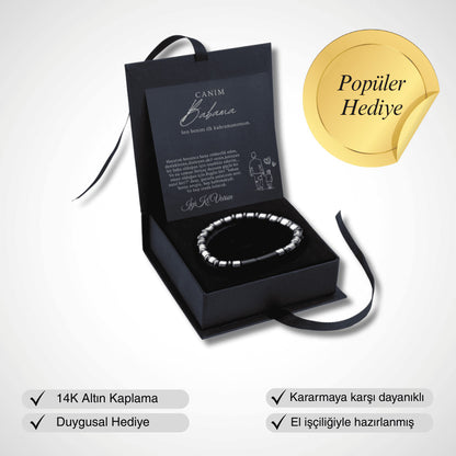 „Für meinen Sohn“-Stick-Halskette mit Notiz und Geschenkbox