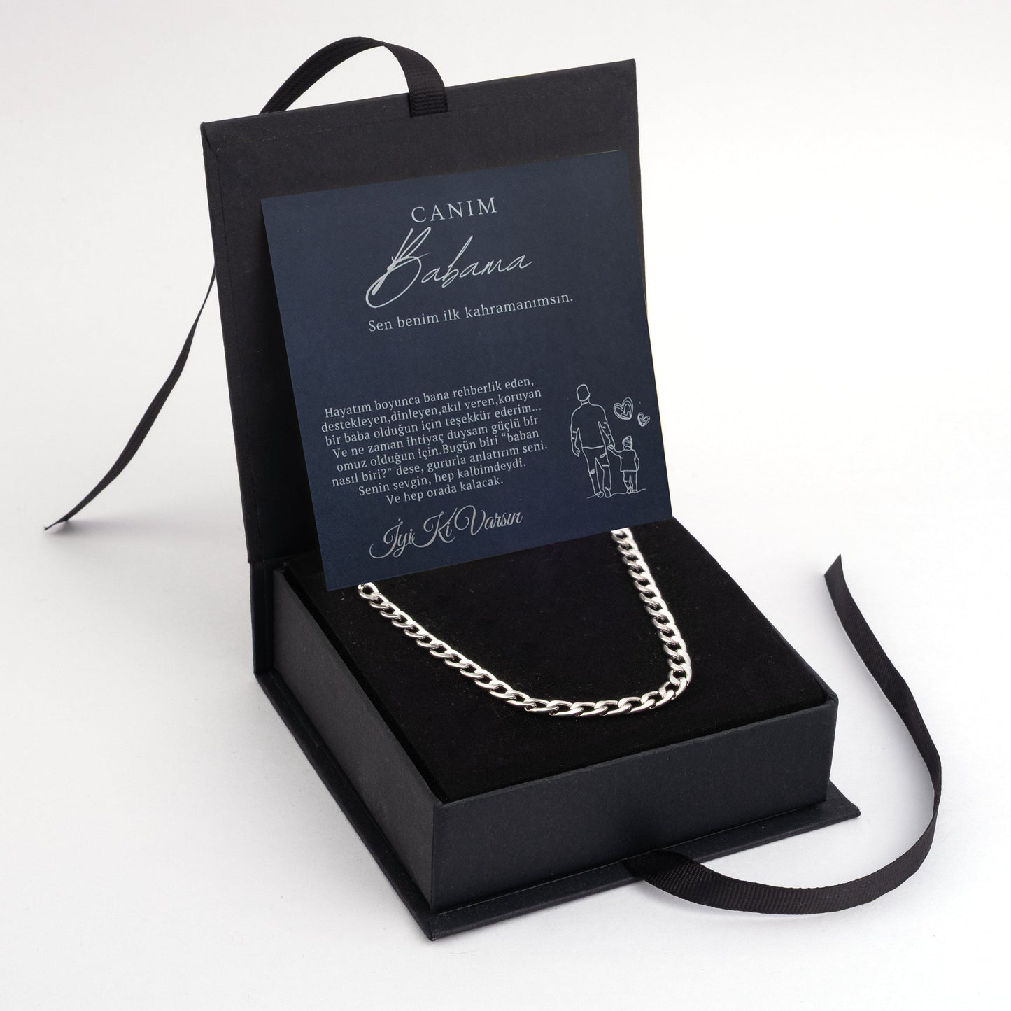 „Für meinen Sohn“-Stick-Halskette mit Notiz und Geschenkbox