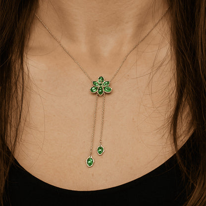 "Kızıma" Zümrüt Taşlı Bronş Kolye Notlu ve Kutulu