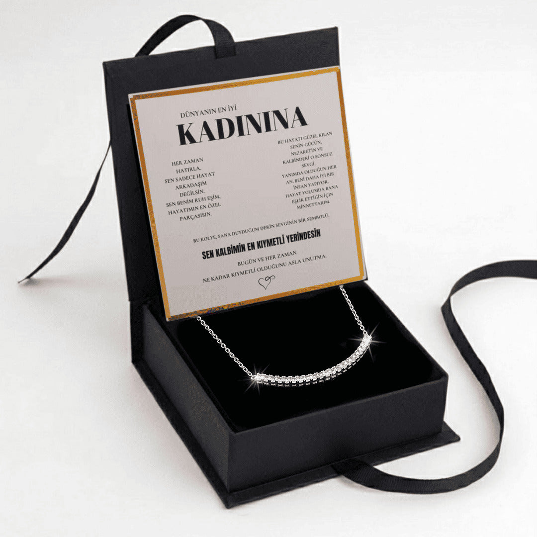 "Kadınına" Sıra Taşlı Kolye Anlamlı Not ve kutulu