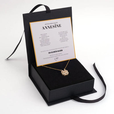 „Für seine Mutter“-Klee-Stahlkette mit Notiz und Geschenkbox